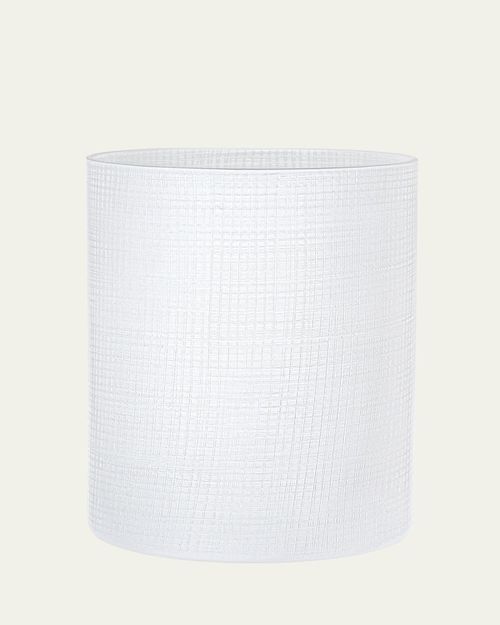 Cambric Glass Wastebasket, White Enamel