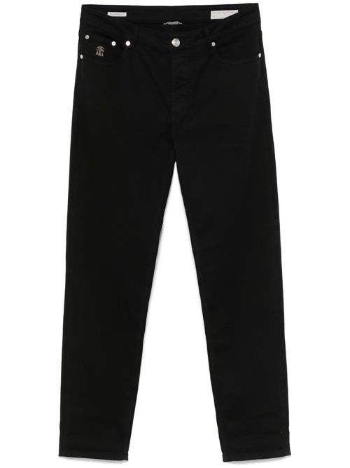 Logo-Embroidered Jeans — Black