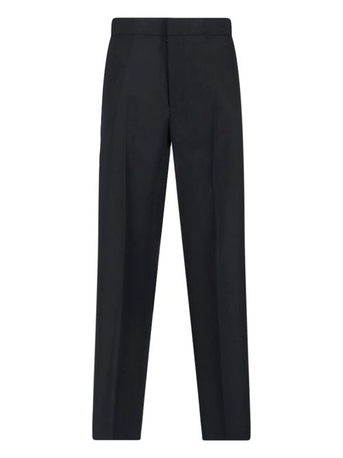 Tailored Wool Trousers with Silk Trim and Cotton Pocket Lining