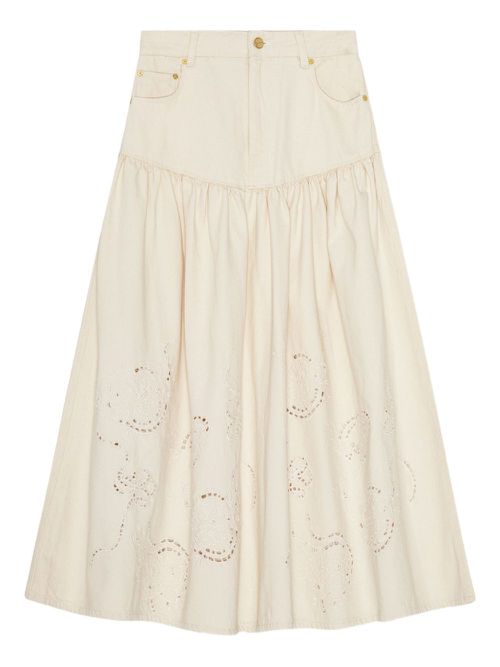 Broderie-anglaise tiered skirt - Neutrals