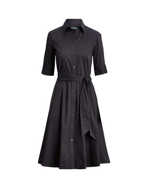 Cotton-blend Shirtdress Woman Midi dress Black