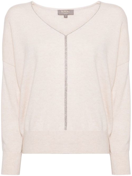 Metal-Trim cashmere jumper - Neutrals