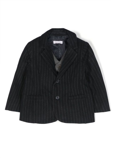 Pinstripe-pattern single-breasted blazer - Blue