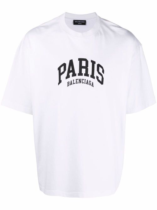 Balenciaga Paris Logo Cotton T-shirt White - White
