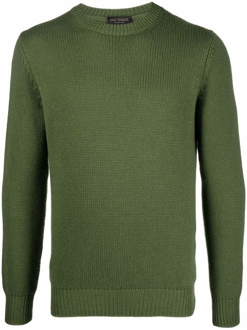 Rib-trimmed crew-neck jumper - Green