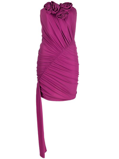 Floral appliqué strapless minidress - Purple