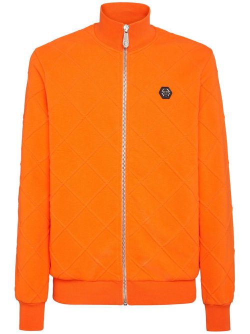 Logo-patch zipped jacket - Orange