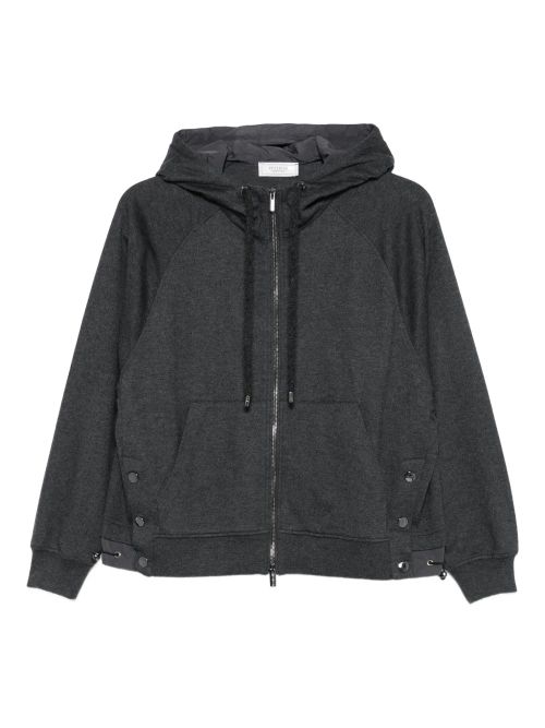 Raglan-Sleeve Zip-Up Hoodie — Charcoal