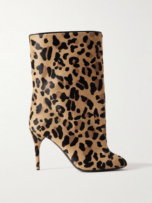 90 Leopard-print Calf Hair Ankle Boots - Animal print
