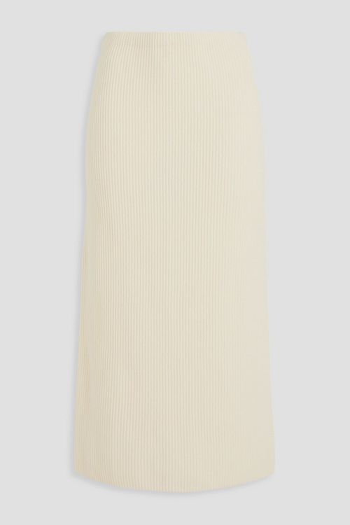 Ribbed wool and cashmere-blend midi skirt - White - L