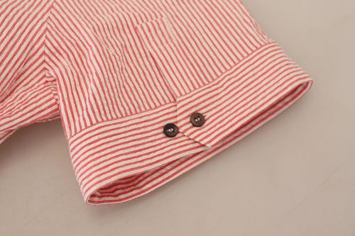 Red and White Striped Cotton Shirt — Red
