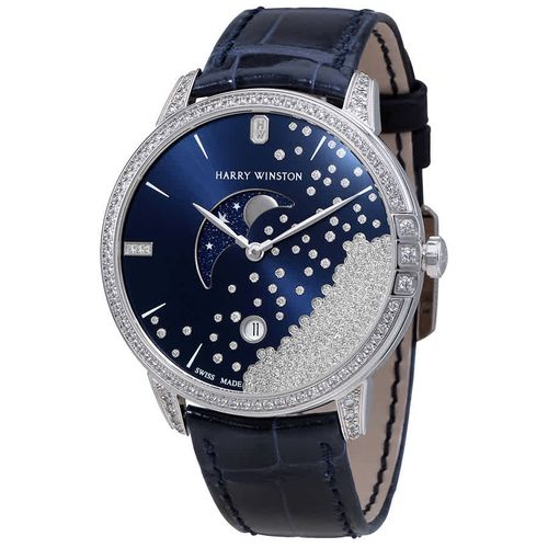 Midnight Diamond Drops Blue Dial 18K White Gold Watch MIDQMP39WW004
