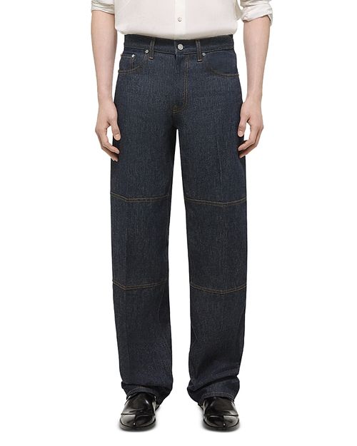 Wide Leg Zip Carpenter Jeans in Raw Indigo