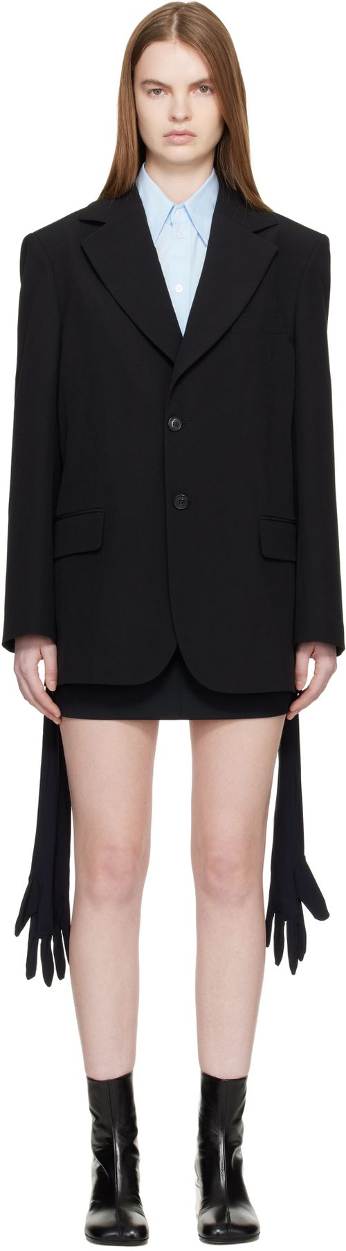 Black Wool-Blend Blazer