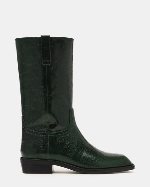 Steve Madden Women's Primo Square Toe Boots - Dark Green - - Leather