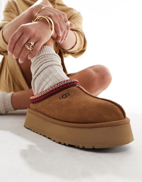 Tazz shearling lined platform shoes in chestnut-Brown