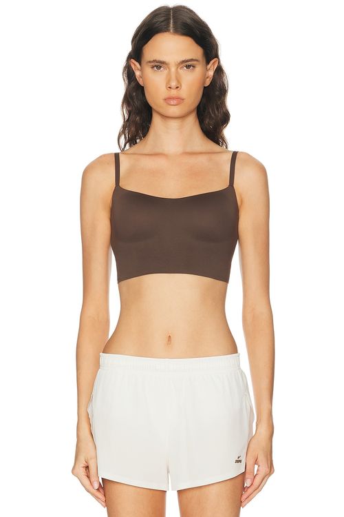 NikeSKIMS Matte Cami Long Line Bra in Chocolate