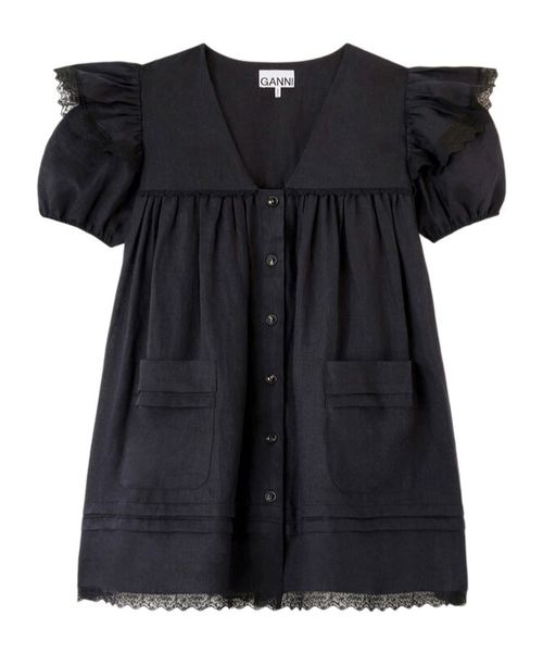 Mini Dress in Black Linen