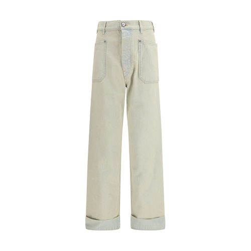 Patch Pocket Cotton Jeans — Beige