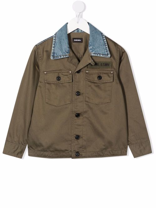 Chest logo-patch jacket - Green