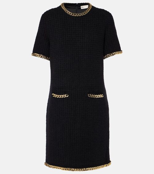 Chain-detail waffle-knit minidress