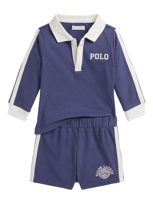 Logo-embroidered top and shorts - Blue
