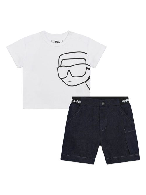 Logo-waistband organic-cotton shorts - White