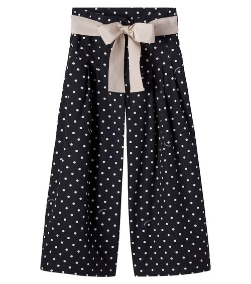 Polka-dot cotton poplin pants