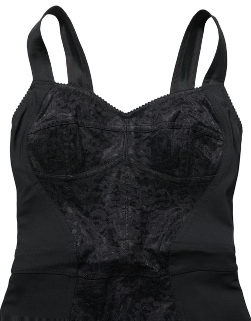 Floral Lace Corset Bodysuit — Black