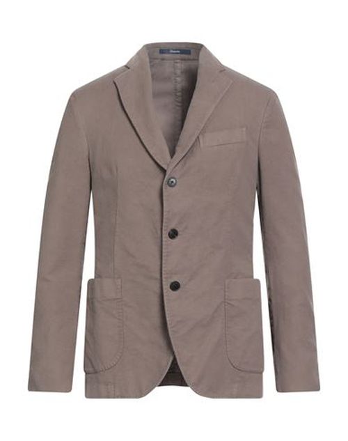 Man Blazer Khaki Size 40 Cotton, Elastane