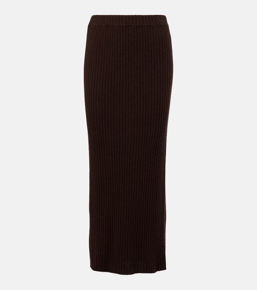 Ribbed-knit cashmere maxi skirt