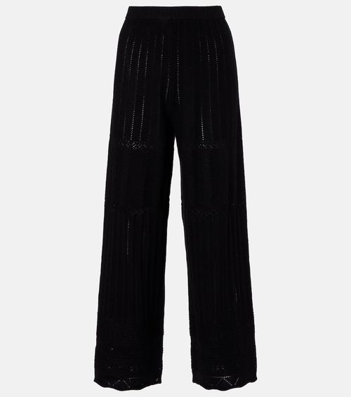 Alliage pointelle wool and cashmere wide-leg pants