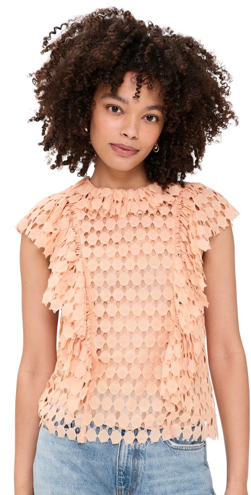 Daevy Silk-Lined Lace Top Blush