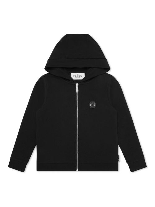 Logo-patch zipped hoodie - Black
