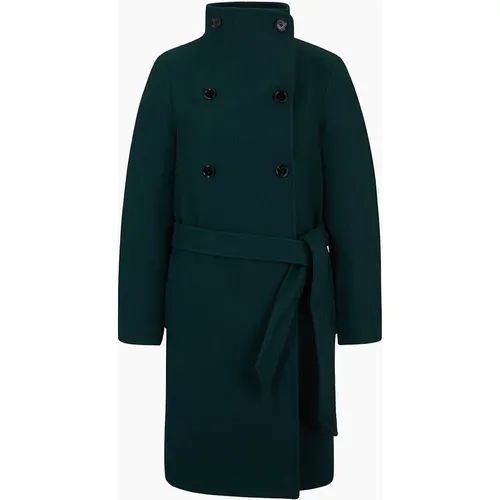 Hugo Boss Women's Cedandy1 Solid Patterned Over Coat - Green