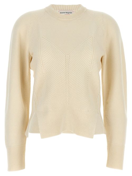 Chevron Wool and Cashmere Sweater — White