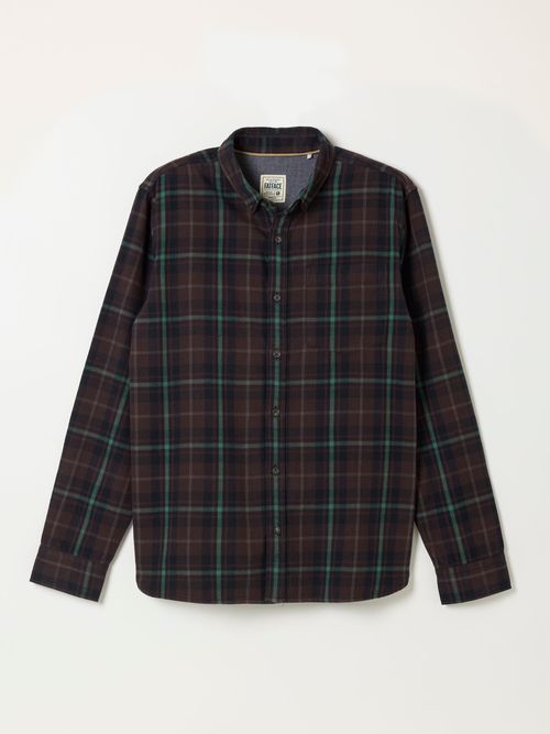 FatFace Pagham Dark Purple Long Sleeve Check Shirt