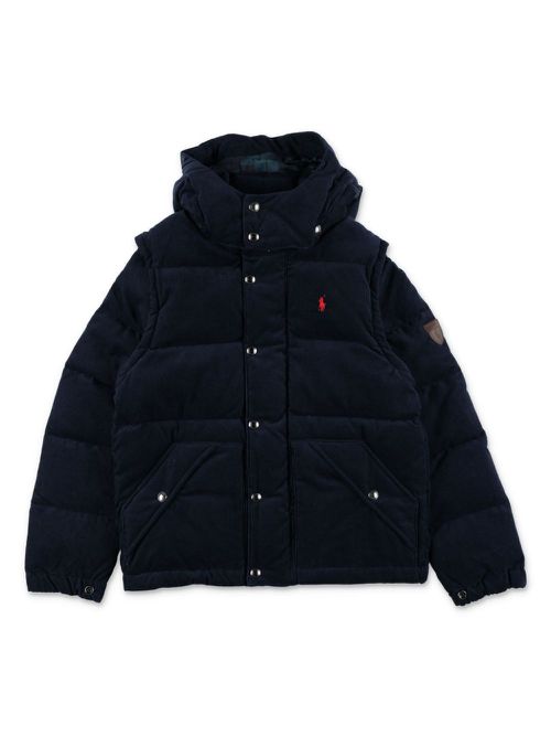Logo-patch padded jacket - Blue