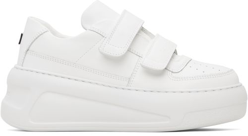 White Velcro Strap Platform Sneakers