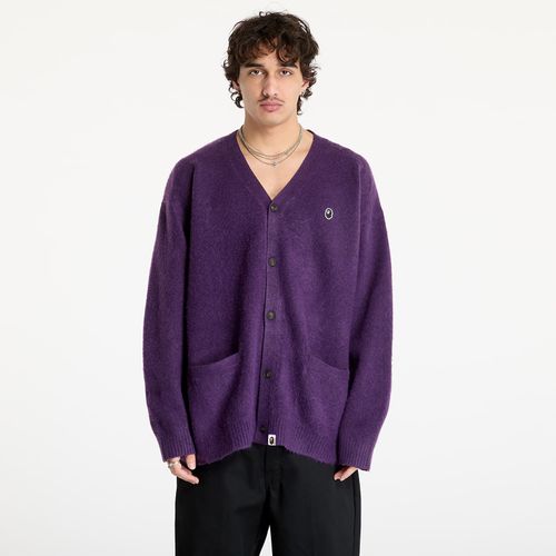 Sweater A BATHING APE One Point Hairly Yarn Cardigan M Purple
