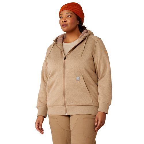Women's Rebar All-Weather Sherpa Full Zip Hoodie Long Sleeve in Oatmeal Heather