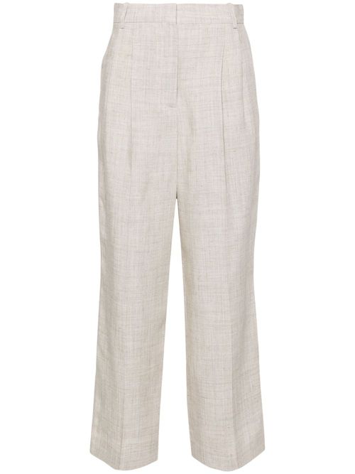 Pleated wide-leg trousers - Neutrals