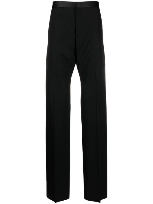 Satin-trim straight-cut tailored trousers - Black