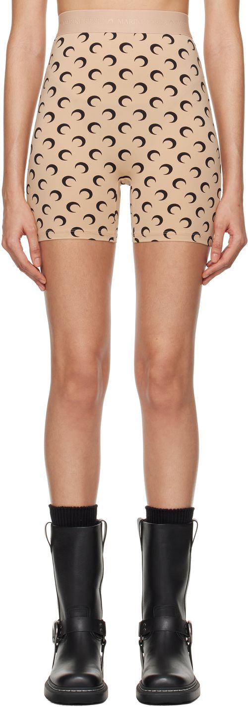 Marine Serre Beige & Black Aom Cyclist Shorts