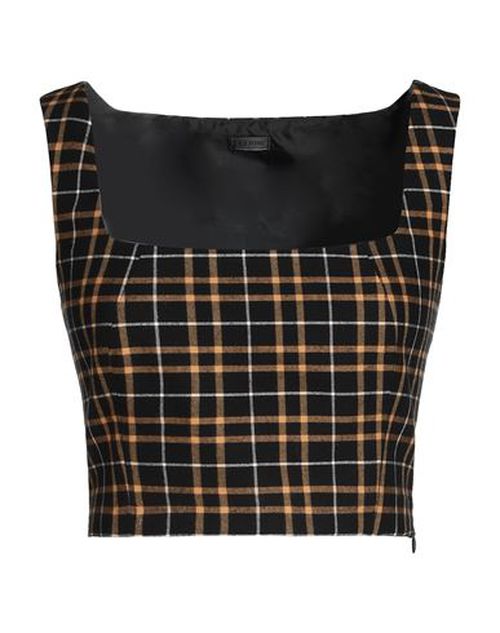 Flannel Checked Top Woman Top Black Size 10 Cotton