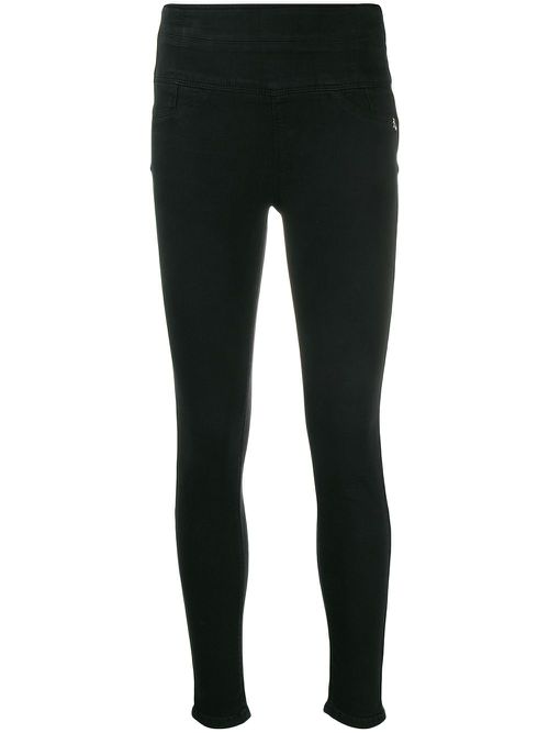 Embroidered-logo skirt jeans - Black
