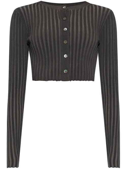 Ribbed cropped cardigan - Black