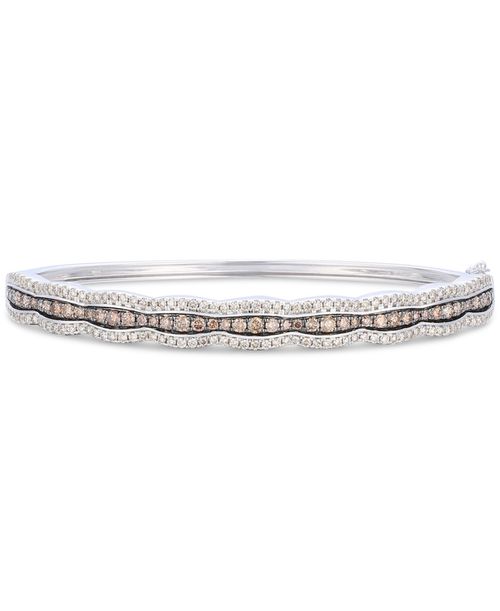 Chocolate Diamond & Nude Diamond Scalloped Bangle Bracelet (1-7/8 ct. t.w.) in 14k White Gold (Also Available in Rose Gold and Yellow Gold) -