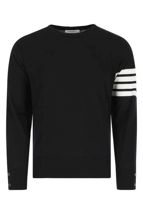 Striped Virgin Wool Sweater — Black