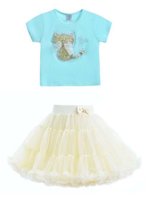 Piper Cat skirt set - Blue